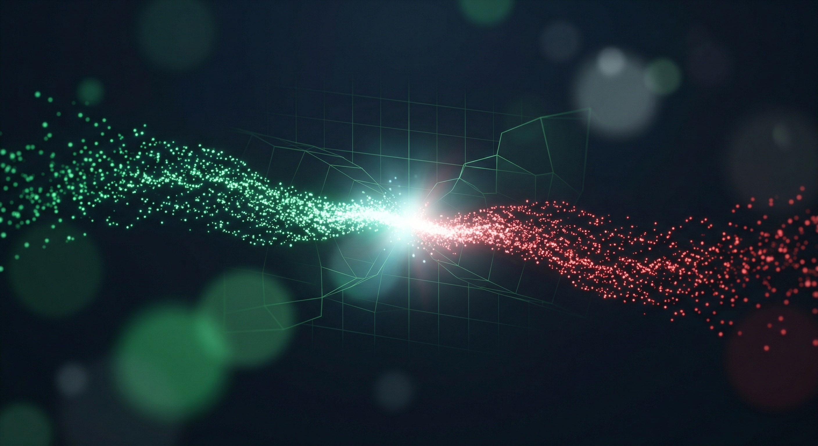 Matching engine visualization — buy and sell forces meeting